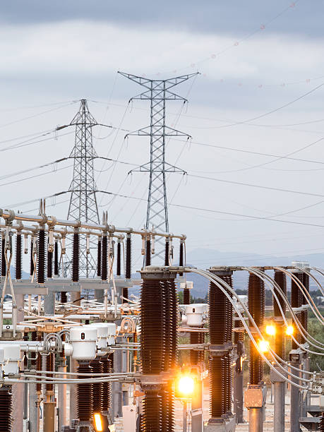 hig electrical towers of high tension for the distribution of electricity.